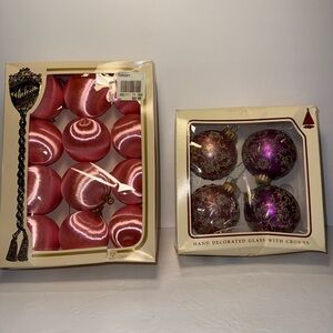 Vintage Christmas Ornaments - 1 Box Krebs (4) - 1 Box Victoria by Rauch (12)